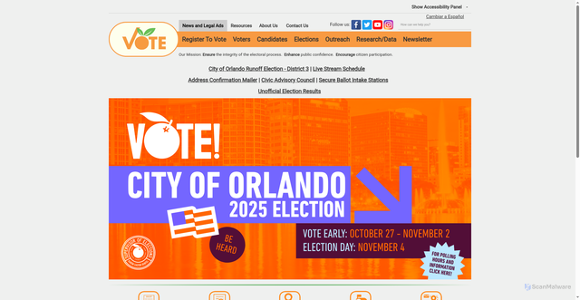 Security scan screenshot of https://ocfelections.gov/