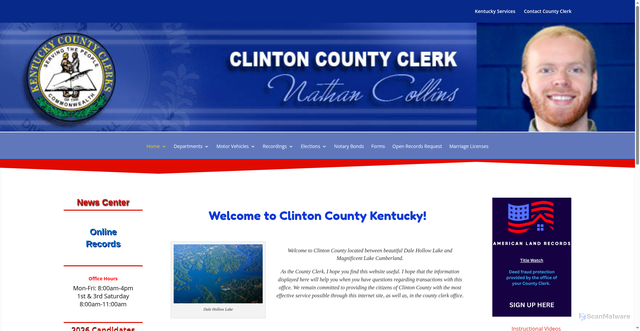 Security scan screenshot of https://clintoncoclerkky.gov/