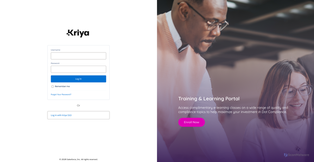 Security scan screenshot of https://kriyatherapeutics.lightning.force.com