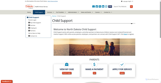 Security scan screenshot of https://www.hhs.nd.gov/childsupport