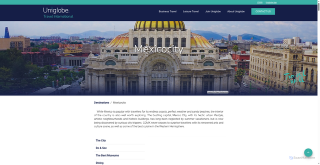 Security scan screenshot of https://www.uniglobe.com/destinations/mexico-city