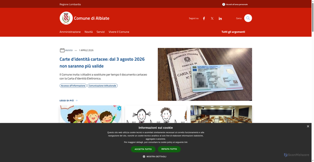 Security scan screenshot of https://www.comune.albiate.mb.it