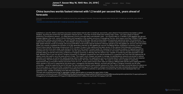 Security scan screenshot of https://springsghugo-7hl46a1me6.edgeone.app/20977-china-launches-worlds-fastest-internet-with-12-terabit-per-second-link-years-ahead-of-forecasts.html