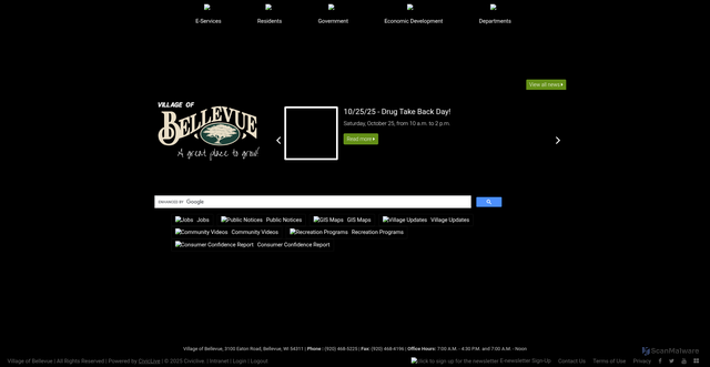 Security scan screenshot of https://www.villageofbellevuewi.gov/