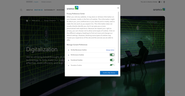 Security scan screenshot of https://www.aramco.com/en/what-we-do/energy-innovation/digitalization