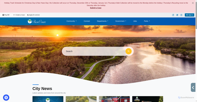 Security scan screenshot of http://palmcoast.gov/