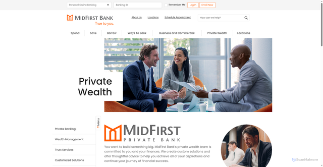 Security scan screenshot of https://www.midfirstprivatebank.com/