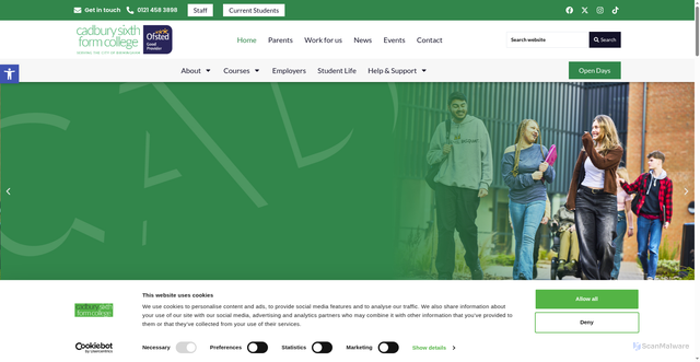 Security scan screenshot of https://cadcol.ac.uk/