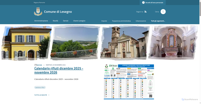Security scan screenshot of https://www.comune.lesegno.cn.it/