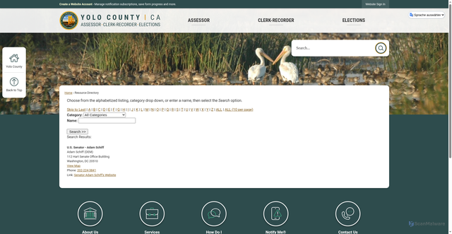 Security scan screenshot of https://ace.yolocounty.gov/BusinessDirectoryII.aspx?BID=30