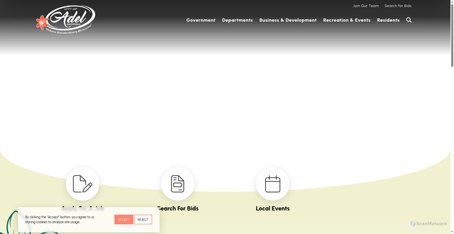 Security scan screenshot of https://www.cityofadelga.gov/