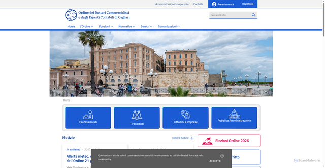 Security scan screenshot of https://www.commercialisticagliari.it/