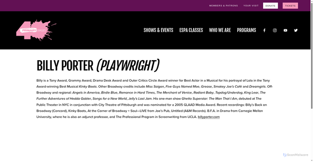 Security scan screenshot of https://www.primarystages.org/billy-porter-bio