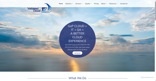 Security scan screenshot of https://validatedcloud.com