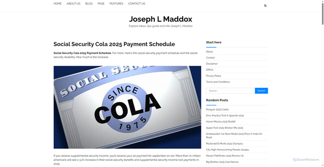 Security scan screenshot of https://josephlmaddoxj.pages.dev/rorgq-social-security-cola-2025-payment-schedule-oywol/