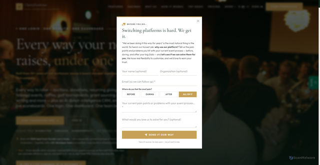 Security scan screenshot of https://charityfundraiser.com/