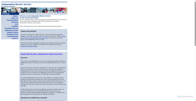 Security scan screenshot of http://www.irs-review.org.uk