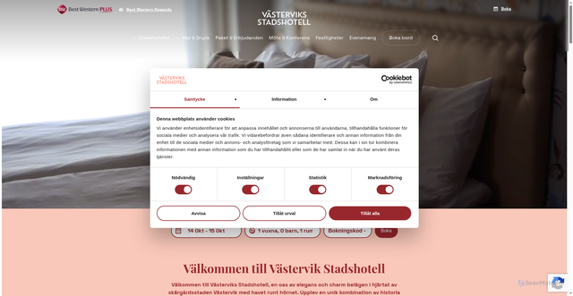 Security scan screenshot of https://xn--vsterviksstadshotell-bzb.se