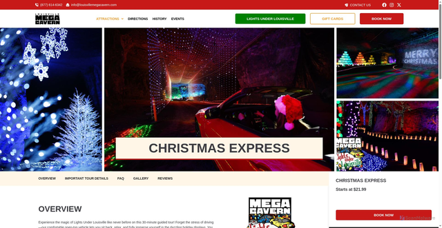 Security scan screenshot of https://louisvillemegacavern.com/attractions/christmas-express/