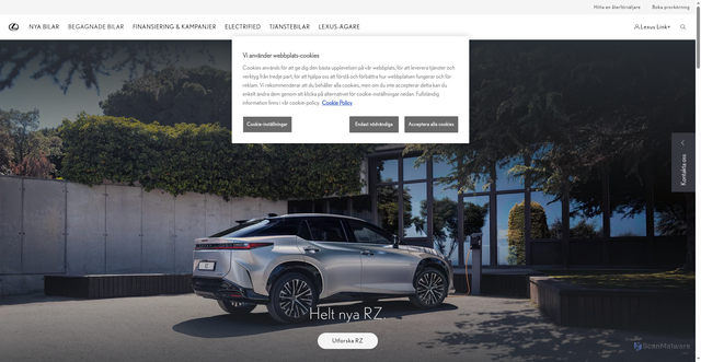Security scan screenshot of https://www.lexus.se/