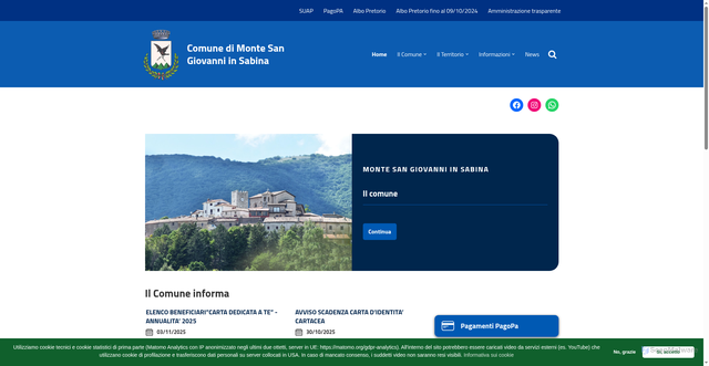 Security scan screenshot of https://www.comune.montesangiovanniinsabina.ri.it/