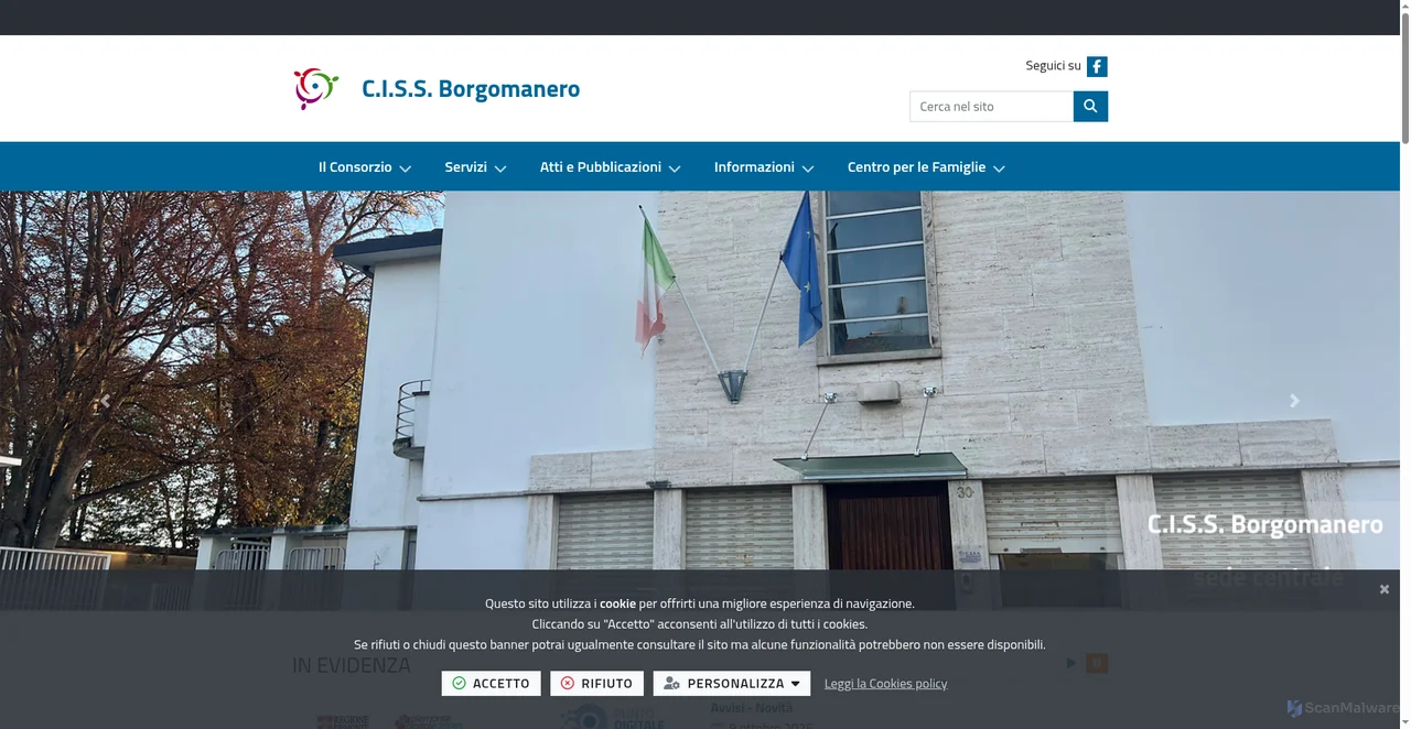 Security scan screenshot of https://www.cissborgomanero.it/it-it/home