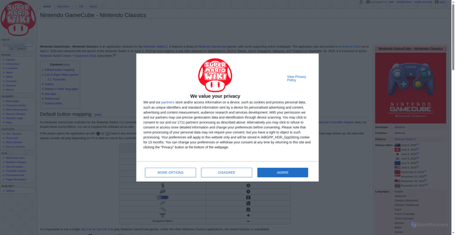 Security scan screenshot of https://www.mariowiki.com/Nintendo_GameCube_-_Nintendo_Classics