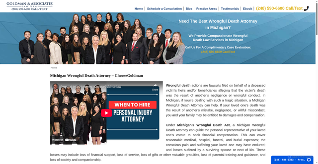 Security scan screenshot of https://akivagoldman.com/michigan-personal-injury-attorney/wrongful-death