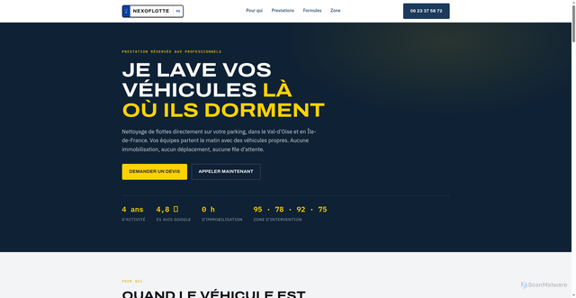 Security scan screenshot of https://nexoflotte.fr/