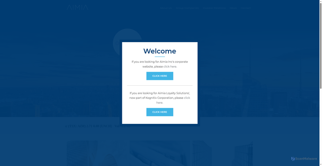 Security scan screenshot of https://aimia.com