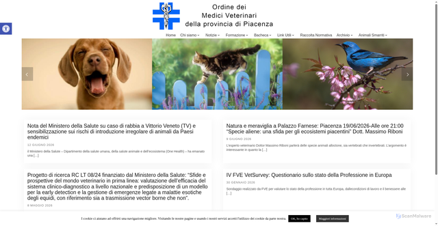 Security scan screenshot of http://www.ordineveterinaripiacenza.it/