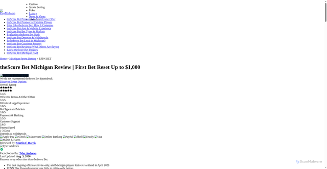 Security scan screenshot of https://www.playmichigan.com/sports-betting/espn-bet/