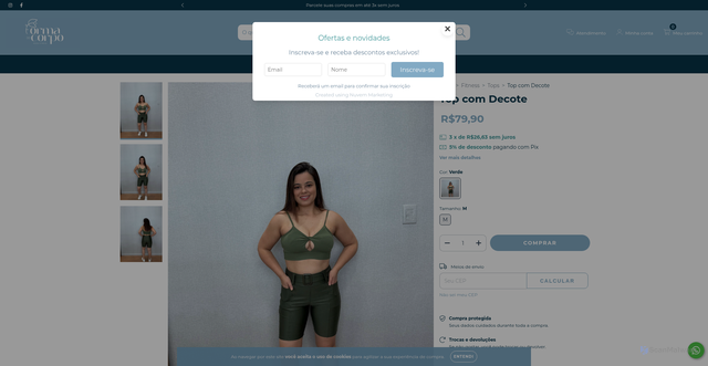 Security scan screenshot of https://formadocorpo.com.br/produtos/top-com-decote/
