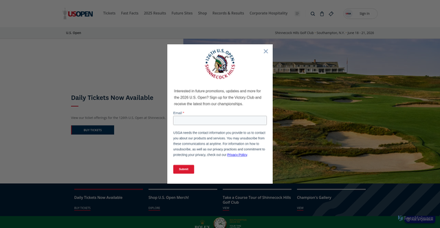 Security scan screenshot of https://www.usopen.com/