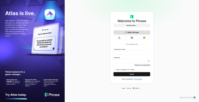 Security scan screenshot of https://us.phrase.com