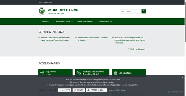 Security scan screenshot of https://www.unioneterredifiume.it/it-it/home