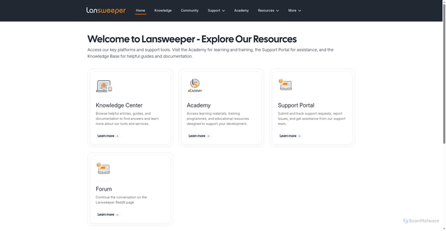 Security scan screenshot of https://community.lansweeper.com