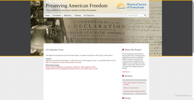 Security scan screenshot of https://digitalhistory.hsp.org/pafrm/org/us-supreme-court