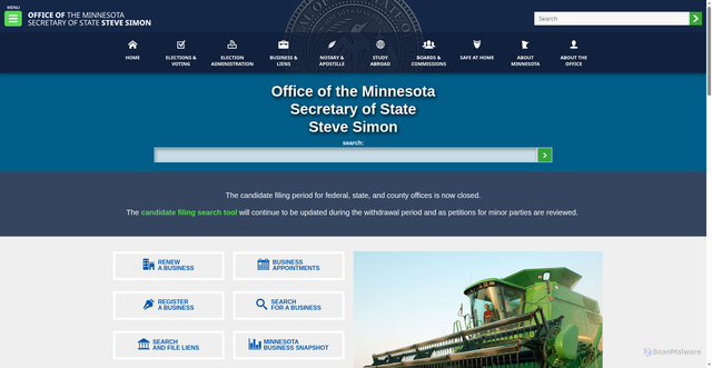 Security scan screenshot of https://www.sos.state.mn.us/