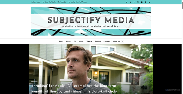 Security scan screenshot of https://subjectifymedia.com/shrinking-advance-review-apple-tv/