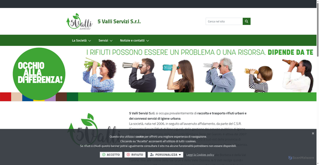 Security scan screenshot of https://www.5valliservizi.it/it-it/home