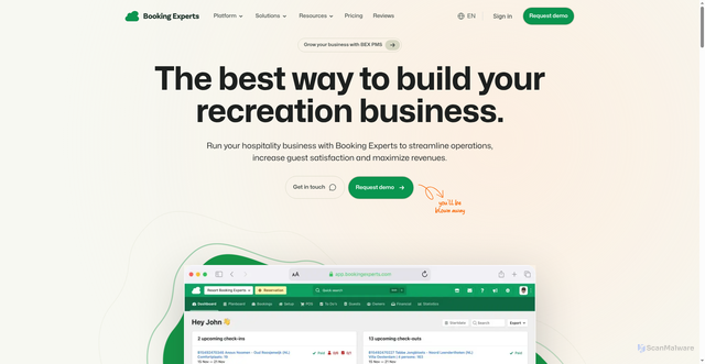 Security scan screenshot of https://bookingexperts.com