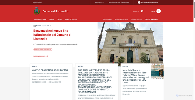 Security scan screenshot of https://www.comune.lizzanello.le.it