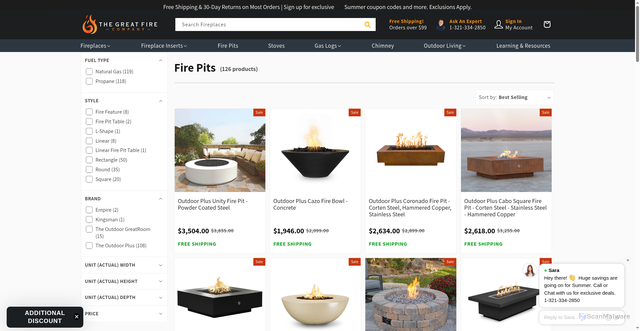 Security scan screenshot of https://thegreatfirecompany.com/collections/fire-pits?srsltid=AfmBOoqA52bOq1SHtrcxt6j8Kvp0xe7cI_oUkZ_UgcFC2LBZpluiPZdA