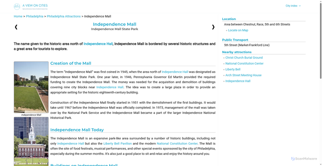 Security scan screenshot of https://aviewoncities.com/philadelphia/independence-mall