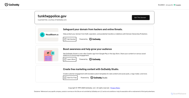 Security scan screenshot of https://tunktwppolice.gov/