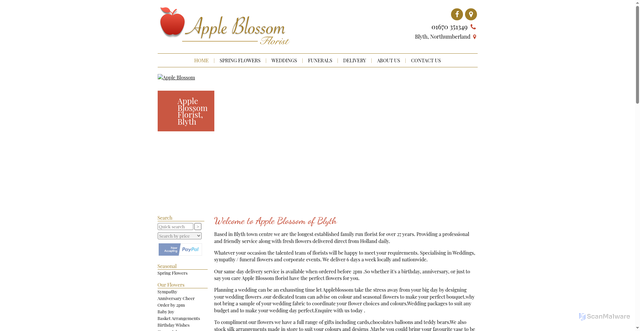 Security scan screenshot of http://www.appleblossomfloristblyth.co.uk/