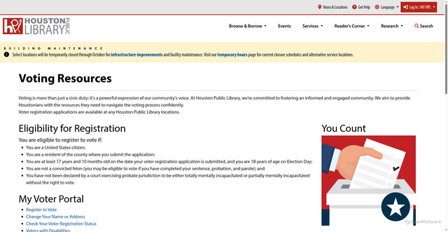 Security scan screenshot of https://houstonlibrary.org/vote-resources