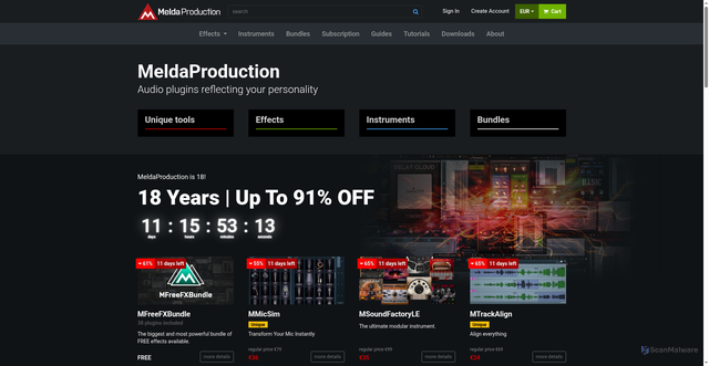 Security scan screenshot of https://meldaproduction.com