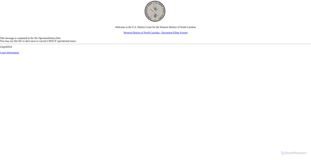 Security scan screenshot of https://ecf.ncwd.uscourts.gov